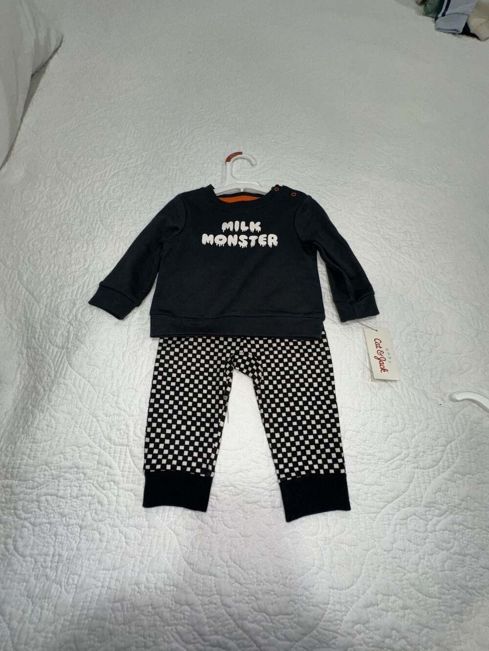NWT Cat & Jack Milk Monster Sweatshirt Set Size 6-9M